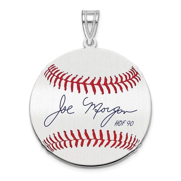 Sterling Silver Joe Morgan Signature MD Enamel Baseball Pendant - Picture 1 of 5